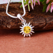 Citrine Gemstone Solid 925 Sterling Silver Pendant