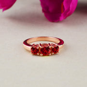 Garnet Gemstone Solid 14k Rose Gold Ring