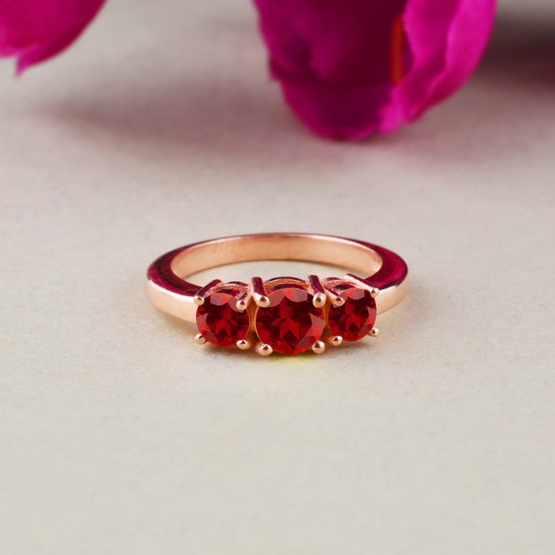 Garnet Gemstone Solid 14k Rose Gold Ring