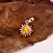 Citrine Gemstone Solid 14k Rose Gold Pendant