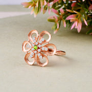 Peridot Gemstone & Diamond Solid 14k Rose Gold Ring