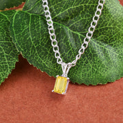 Citrine Gemstone & Diamond Solid 14k White Gold Pendant