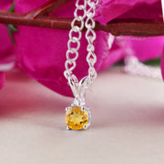 Citrine Gemstone & Diamond Solid 925 Sterling Silver Pendant
