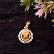 Citrine Gemstone Solid 14k Yellow Gold Pendant