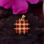 Garnet Gemstone Solid 14k Yellow Gold Pendant
