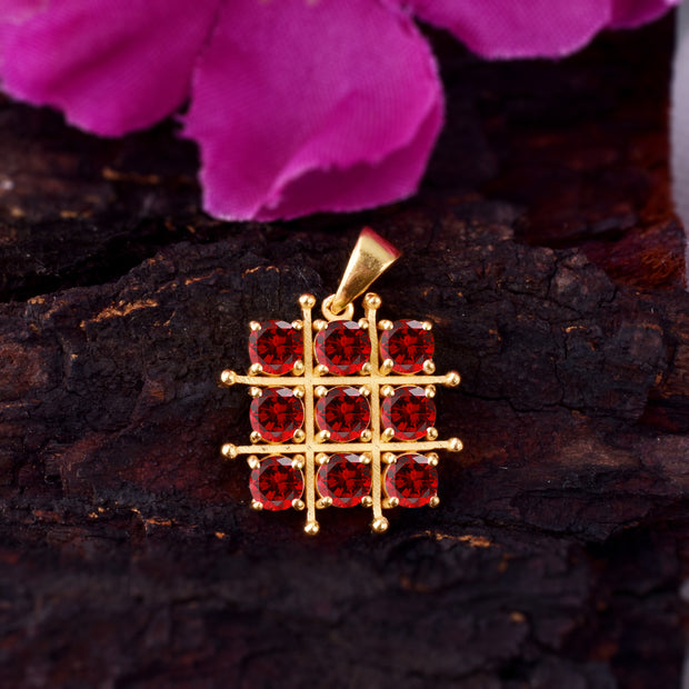 Garnet Gemstone Solid 14k Yellow Gold Pendant