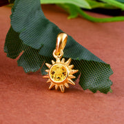 Citrine Gemstone Solid 14k Yellow Gold Pendant