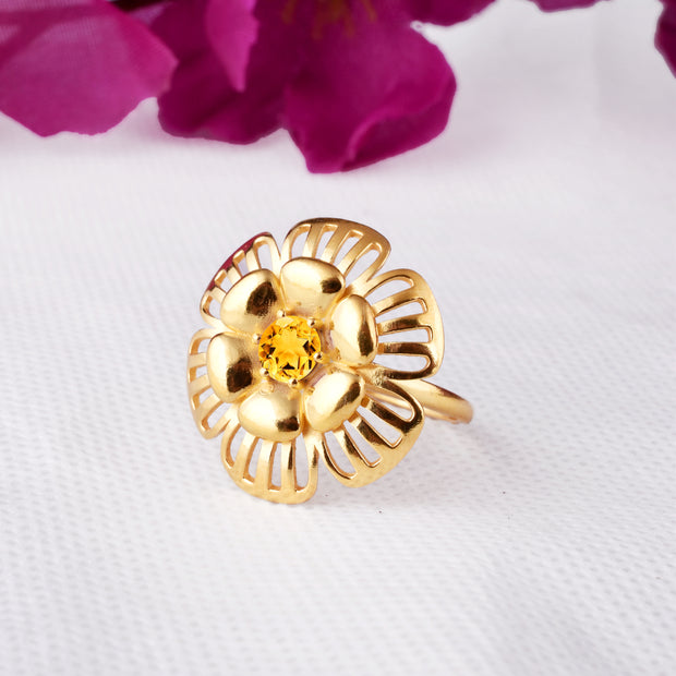 Citrine Gemstone Solid 14k Yellow Gold Ring
