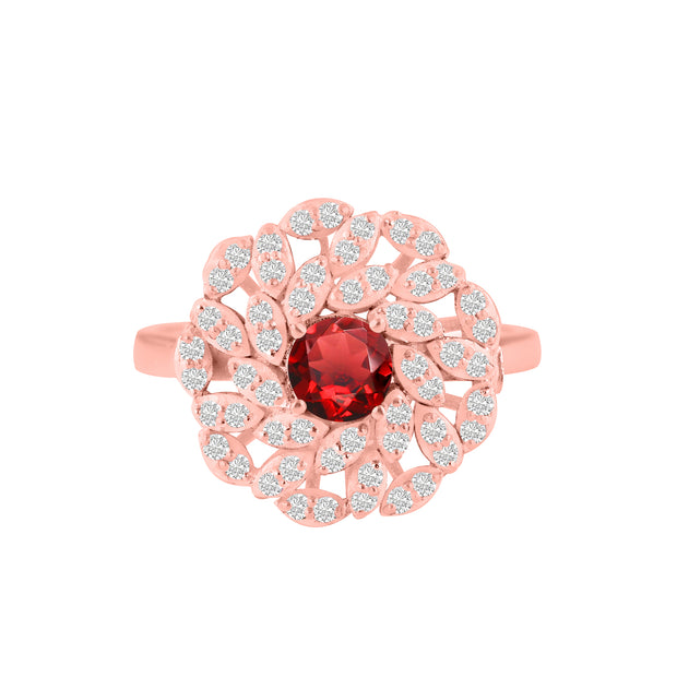 Citrine Gemstone & Diamond Solid 14k Rose Gold Ring