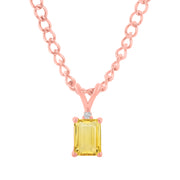 Citrine Gemstone & Diamond Solid 14k Rose Gold Pendant