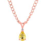 Citrine Gemstone & Diamond Solid 14k Rose Gold Pendant