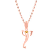Citrine Gemstone Solid 14k Rose Gold Lord Ganesha Pendant