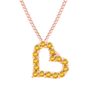 Citrine Gemstone Solid 14k Rose Gold Heart Pendant