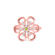 Peridot Gemstone & Diamond Solid 14k Rose Gold Ring