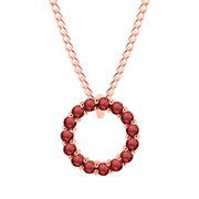 Garnet Gemstone Solid 14k Rose Gold Round Ring Pendant