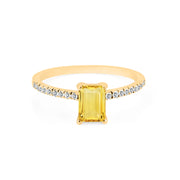 Citrine & Diamond Gemstone Solid 14k Yellow Gold Ring