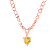 Citrine Gemstone & Diamond Solid 14k Rose Gold Pendant