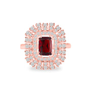 Garnet Gemstone & Diamond Solid 14k Rose Gold Ring