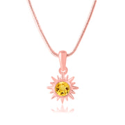 Citrine Gemstone Solid 14k Rose Gold Pendant