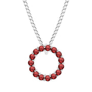 Garnet Gemstone Solid 925 Sterling Silver Round Ring Pendant