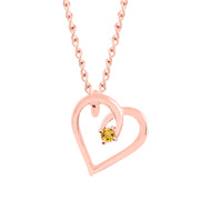 Citrine Gemstone Solid 14k Rose Gold Heart Pendant