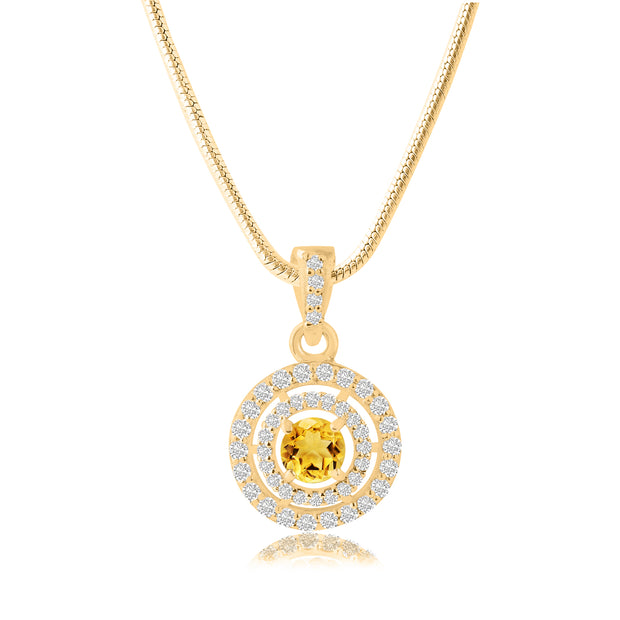 Citrine Gemstone Solid 14k Yellow Gold Pendant