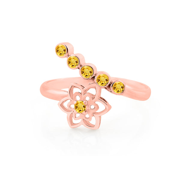 Citrine Gemstone Solid 14k Rose Gold Ring