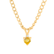 Citrine Gemstone & Diamond Solid 14k Yellow Gold Pendant