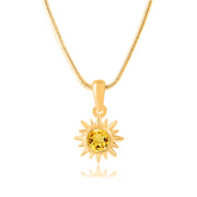 Citrine Gemstone Solid 14k Yellow Gold Pendant
