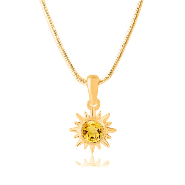 Citrine Gemstone Solid 14k Yellow Gold Pendant