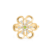 Peridot Gemstone & Diamond Solid 14k Yellow Gold Ring