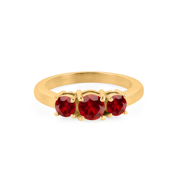 Garnet Gemstone Solid 14k Yellow Gold Ring