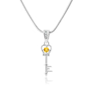 Citrine Gemstone & Diamond Solid 925 Sterling Silver Pendant