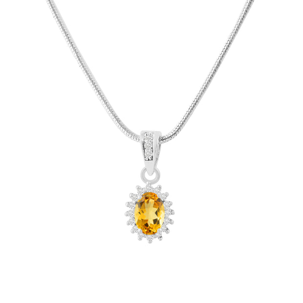 Citrine Gemstone Solid 925 Sterling Silver Pendant