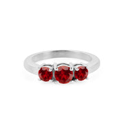 Garnet Gemstone Solid 14k White Gold Ring