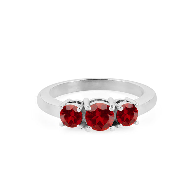 Garnet Gemstone Solid 14k White Gold Ring