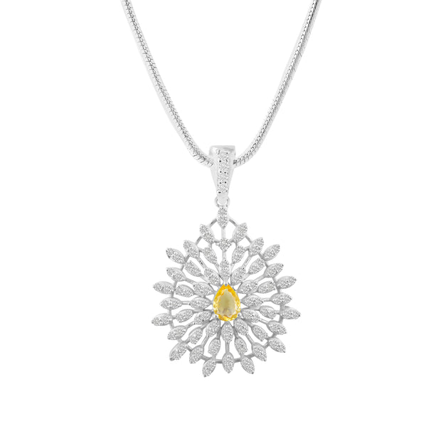 Citrine Gemstone Solid 925 Sterling Silver Pendant