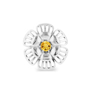 Citrine Gemstone Solid 14k White Gold Ring