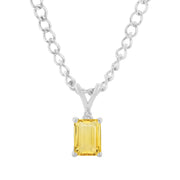 Citrine Gemstone & Diamond Solid 14k White Gold Pendant