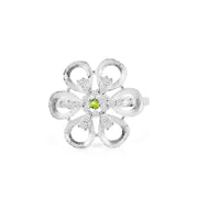 Peridot Gemstone & Diamond Solid 14k White Gold Ring
