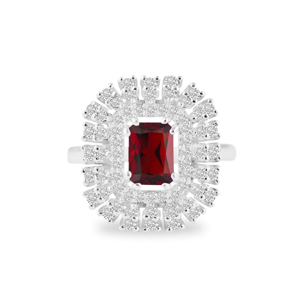 Garnet Gemstone Solid 925 Sterling Silver Ring