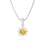 Citrine Gemstone Solid 925 Sterling Silver Pendant