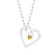 Citrine Gemstone Solid 925 Sterling Silver Heart Pendant