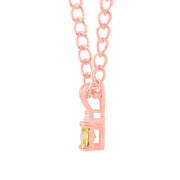 Citrine Gemstone & Diamond Solid 14k Rose Gold Pendant