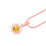 Citrine Gemstone Solid 14k Rose Gold Pendant