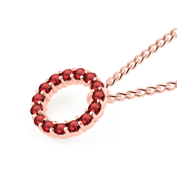 Garnet Gemstone Solid 14k Rose Gold Round Ring Pendant