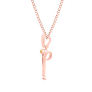 Citrine Gemstone Solid 14k Rose Gold Lord Ganesha Pendant