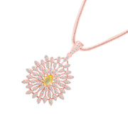 Citrine Gemstone Solid 14k Rose Gold Pendant