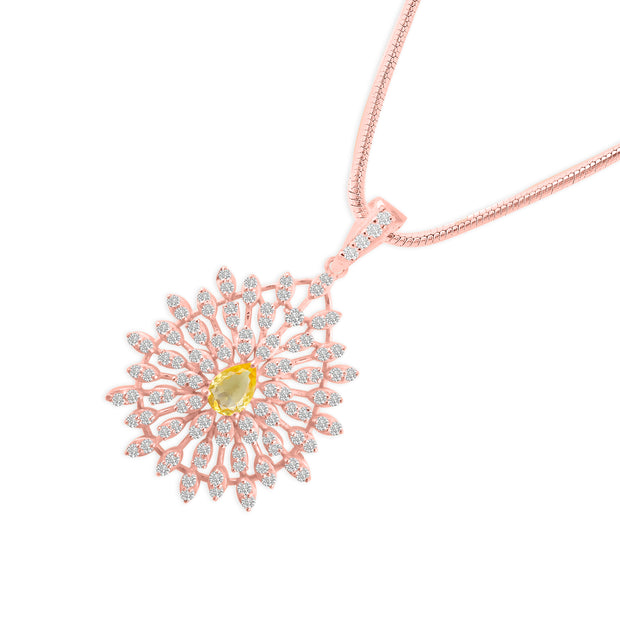 Citrine Gemstone Solid 14k Rose Gold Pendant