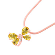 Citrine Gemstone & Diamond Solid 14k Rose Gold Pendant